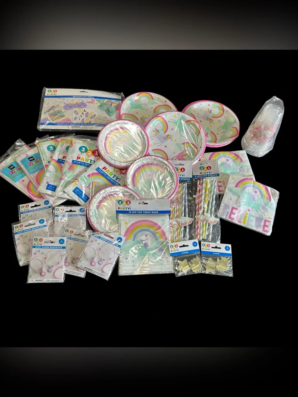 Unicorn Birthday Party Supplies Decoration Tableware Plates Cups Straws Crafts